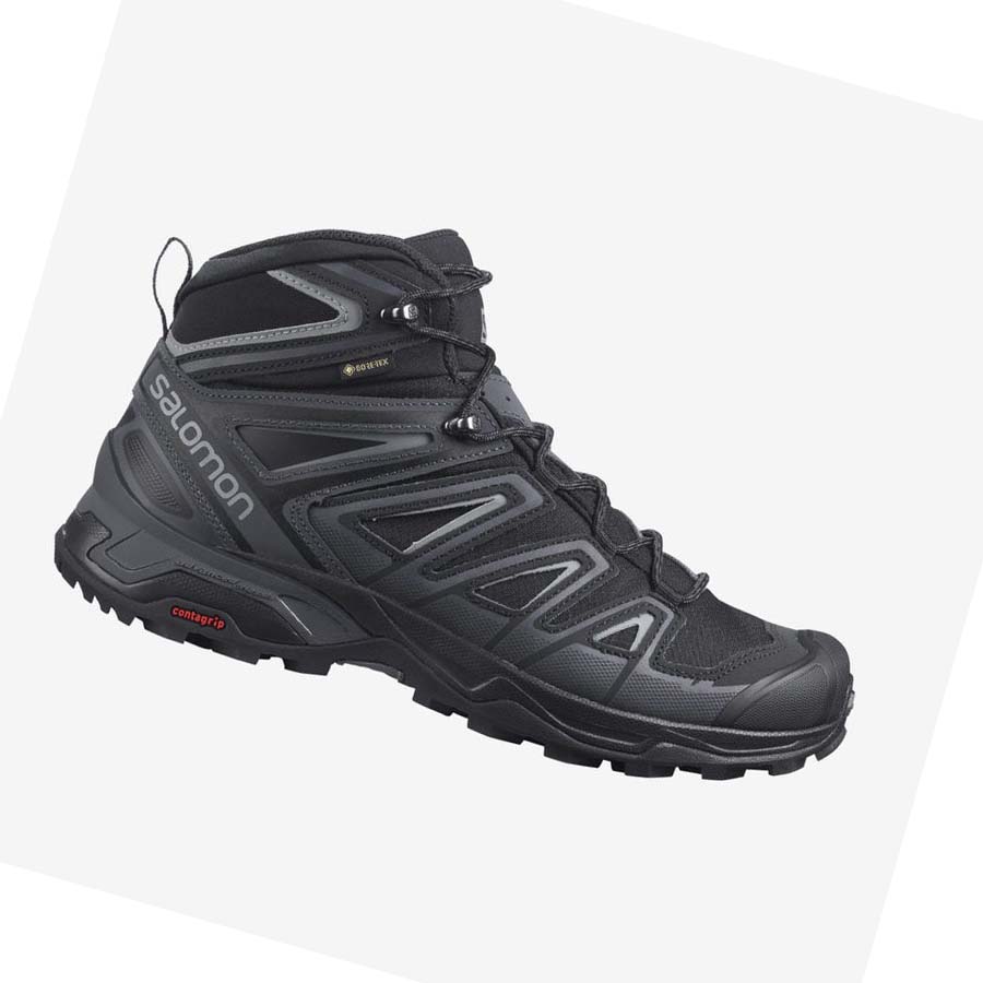 Tenis Senderismo Salomon X ULTRA 3 WIDE MID GORE-TEX Hombre Grises Negros | MX 3595YXF